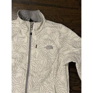 Women's North Face Soft Shell Windbreaker White Gray Floral Jacket Coat  medium